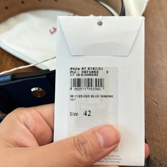 NWT Ferragamo blue marine leather belt